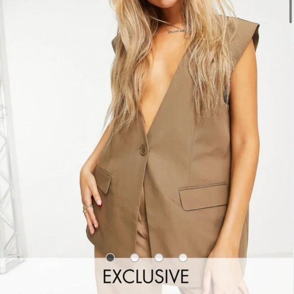 ASOS Sleeveless Blazer Vest in Brown